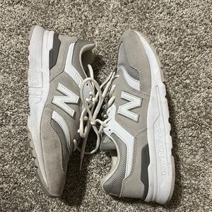 New Balance Gray and White Sneakers with Mesh Suede Upper